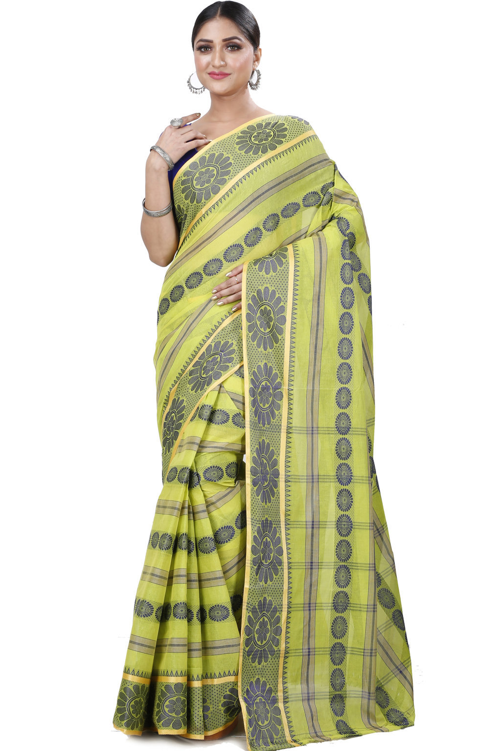 Green Pure Cotton Chakro_Tant Tant Saree (1049)